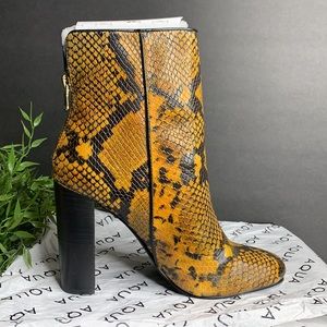 Aqua Womens Soren Ankle Boots Leather Block Heel - Yellow